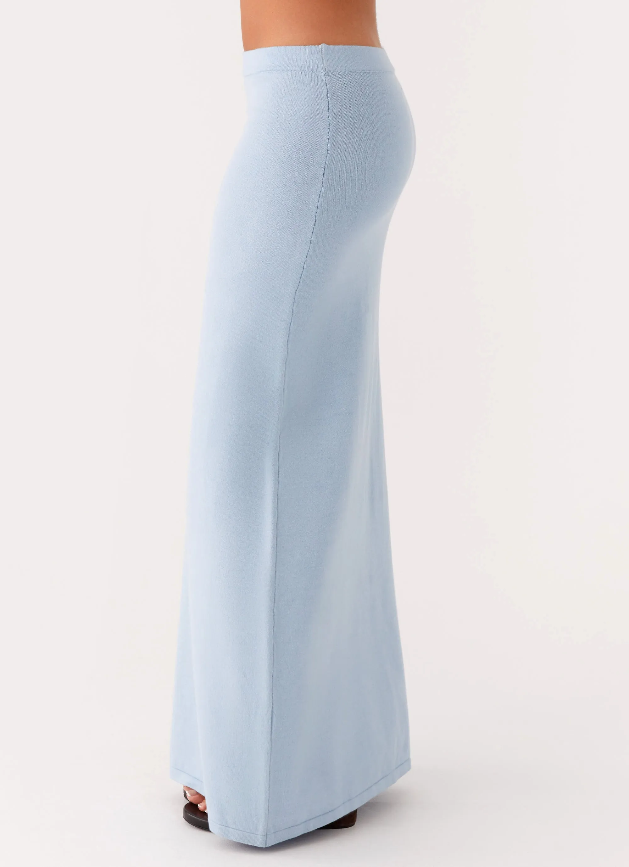 Anastasia Knit Maxi Skirt - Blue Polished Look
