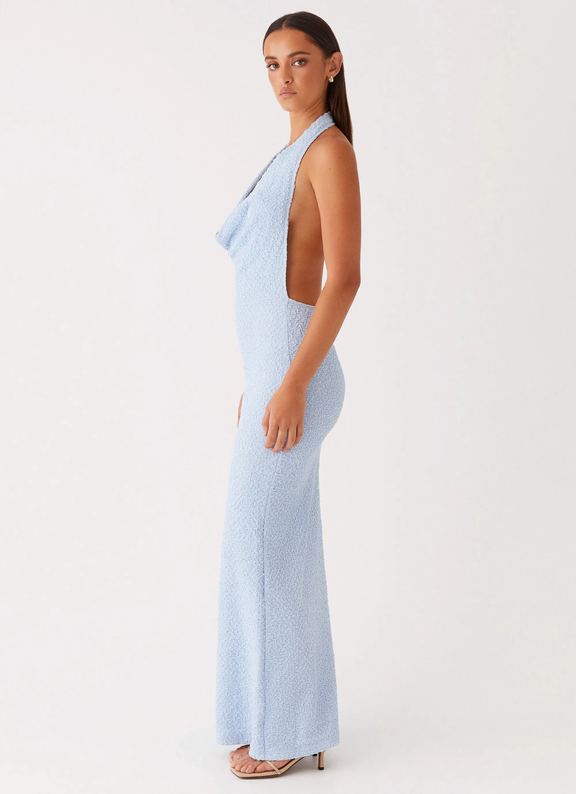 Anella Maxi Dress - Blue Checkered Print