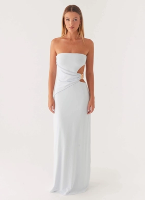Anetta Maxi Dress - Pale Blue Empire-Waist