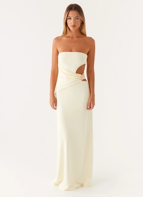Anetta Maxi Dress - Yellow Fresh Style Square Neck