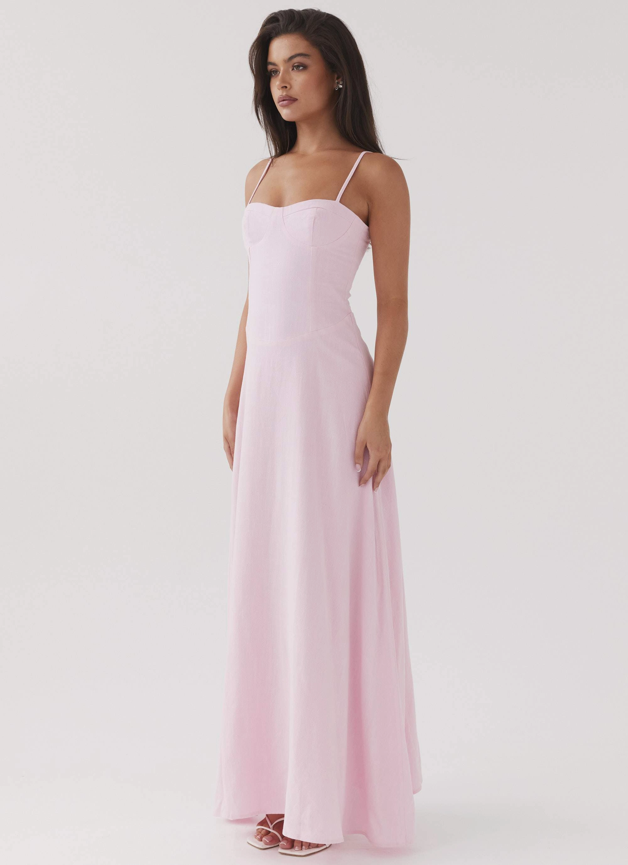 Cozy Design Neutral Form Angelina Linen Maxi Dress - Pink Petal