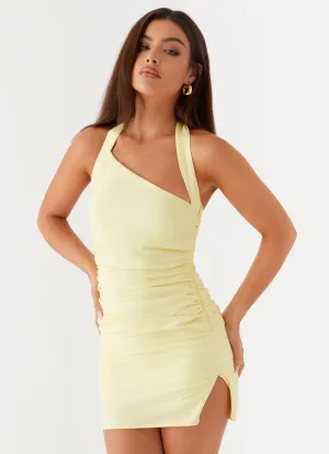 Unique Design Tagless label Annalissa Linen Mini Dress - Yellow