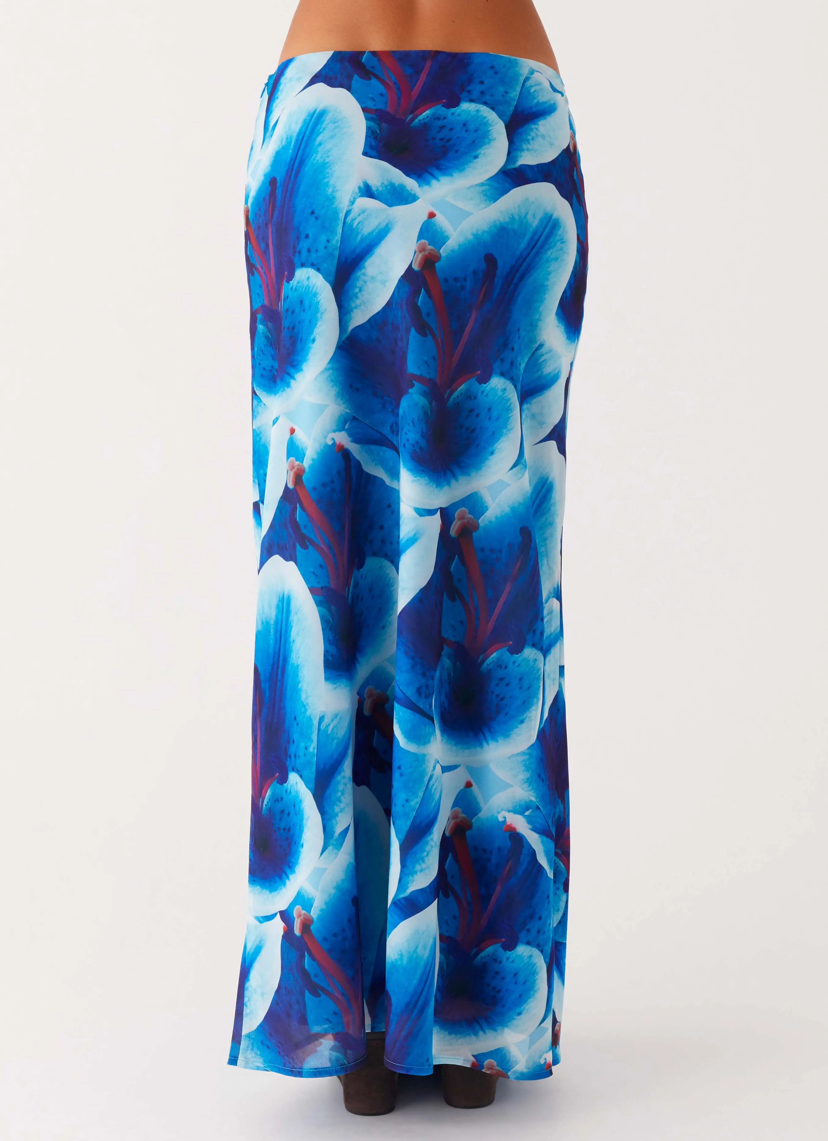 Outfit Combo Adjustable Fastening Another Life Chiffon Maxi Skirt - Turquoise Floral