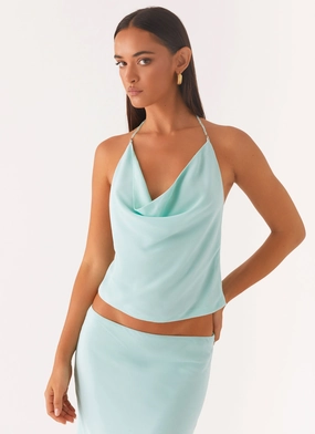Another Life Halter Top - Pale Blue Perfectly Fit