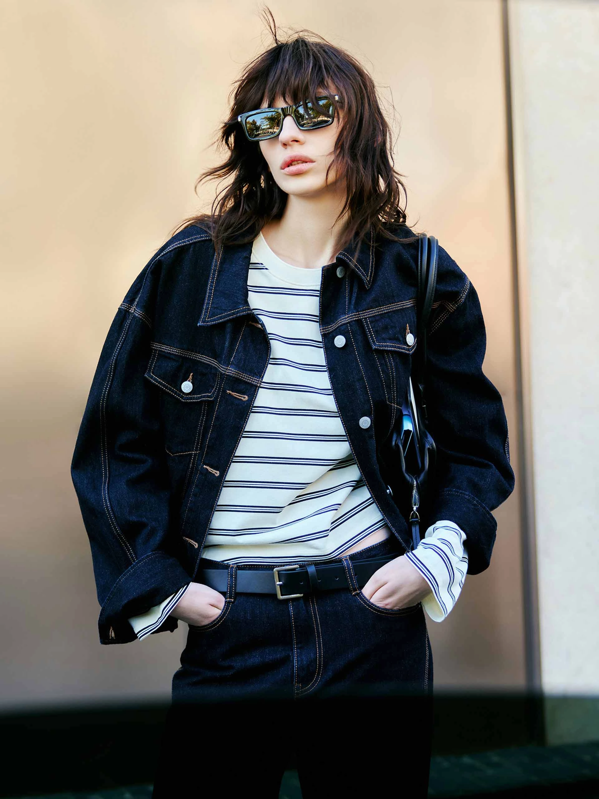 Fitted Denim Jacket Recycled Material Construction