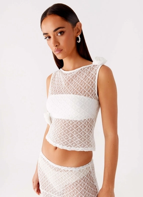 OdorResistantFinish Velli Crochet Top - White