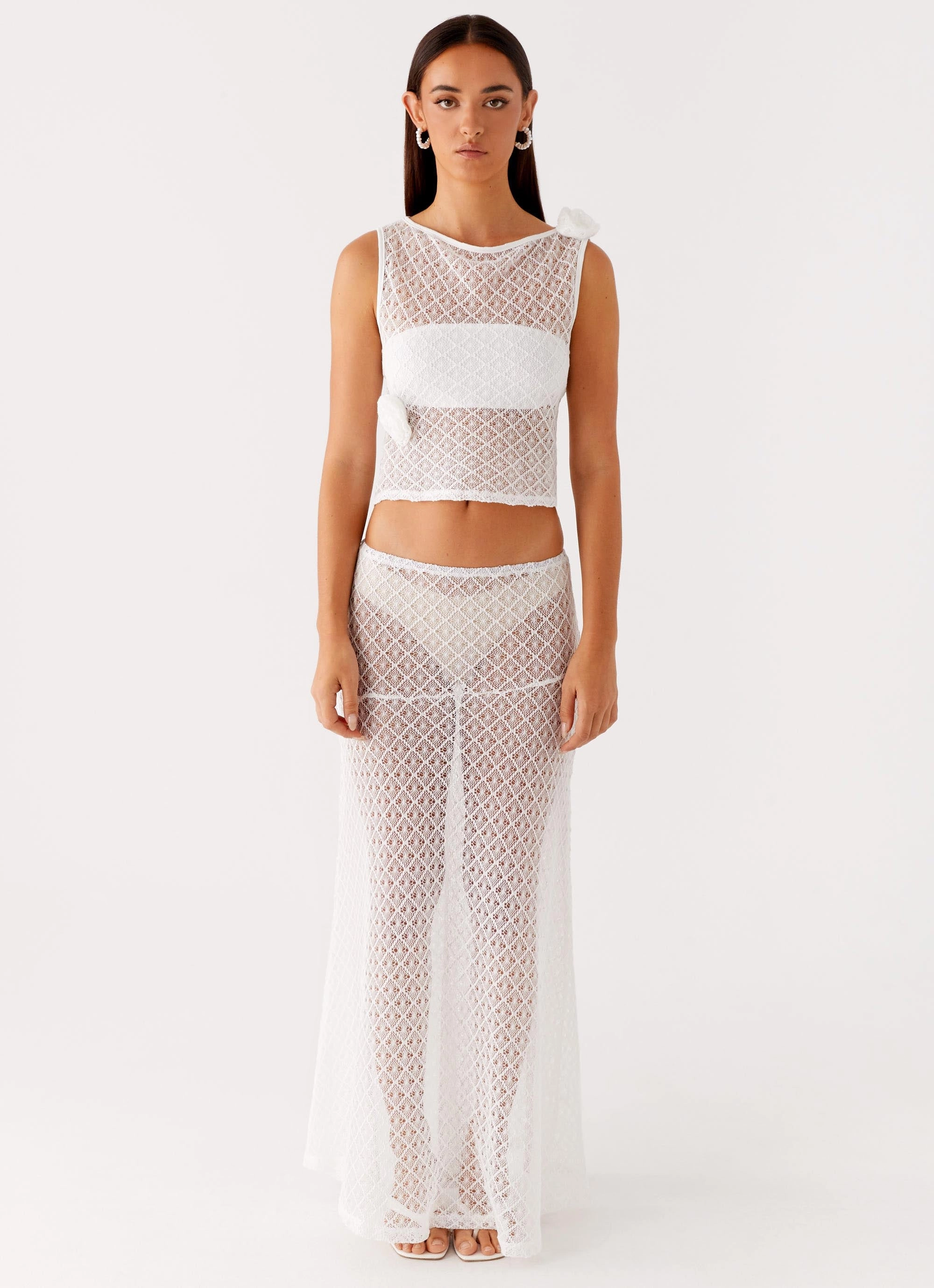 FrictionResistant Trim Velli Crochet Top - White
