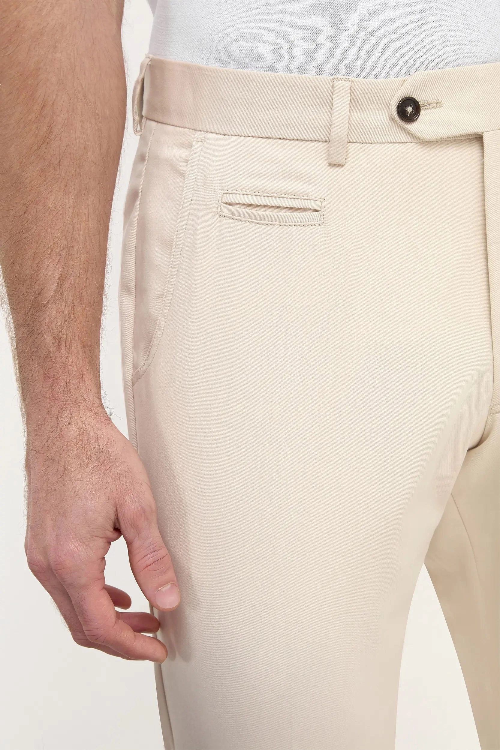 Beige cotton Garda trousers - Made in Italy Shape Flex