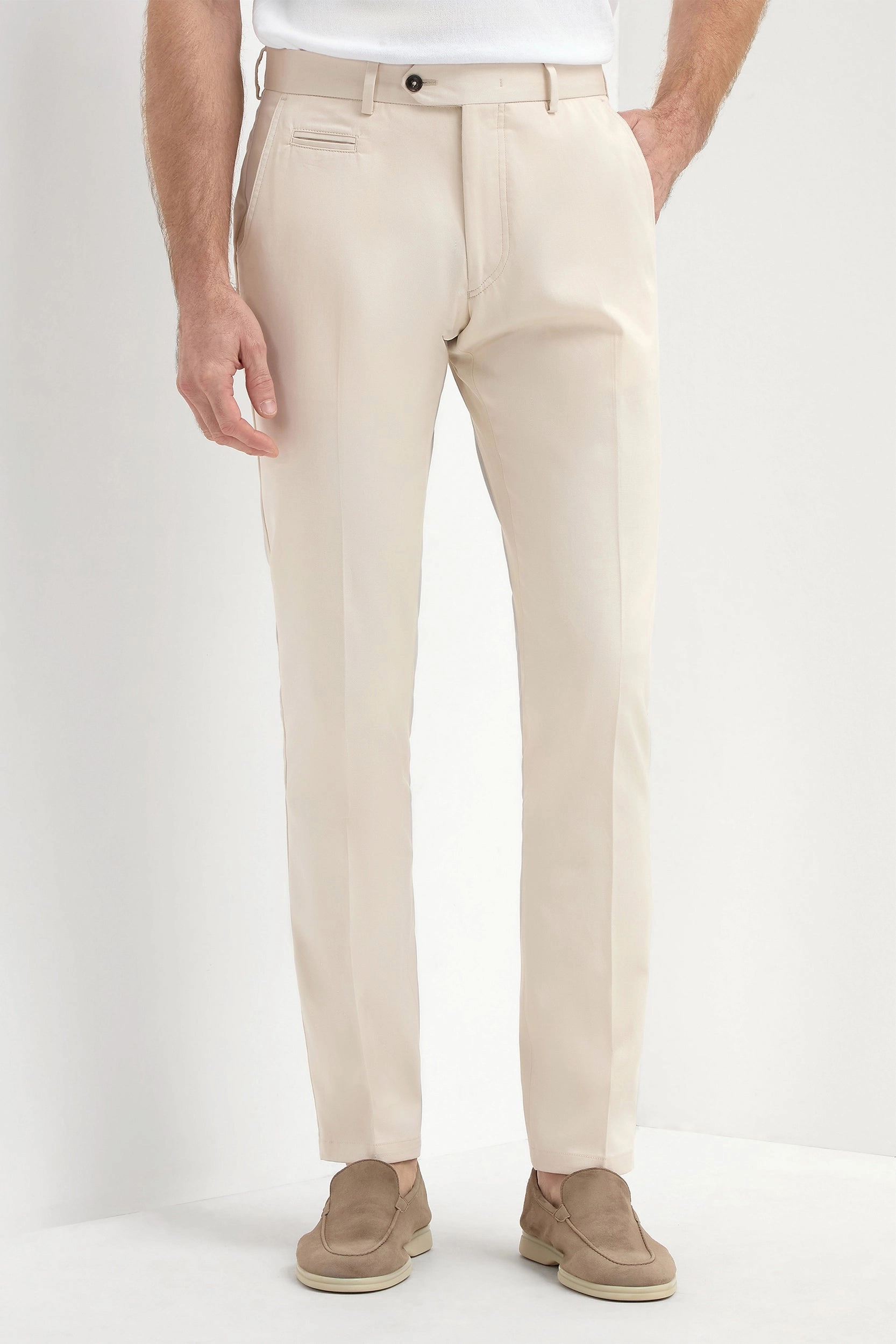 Snag Free Fabric Beige cotton Garda trousers - Made in Italy