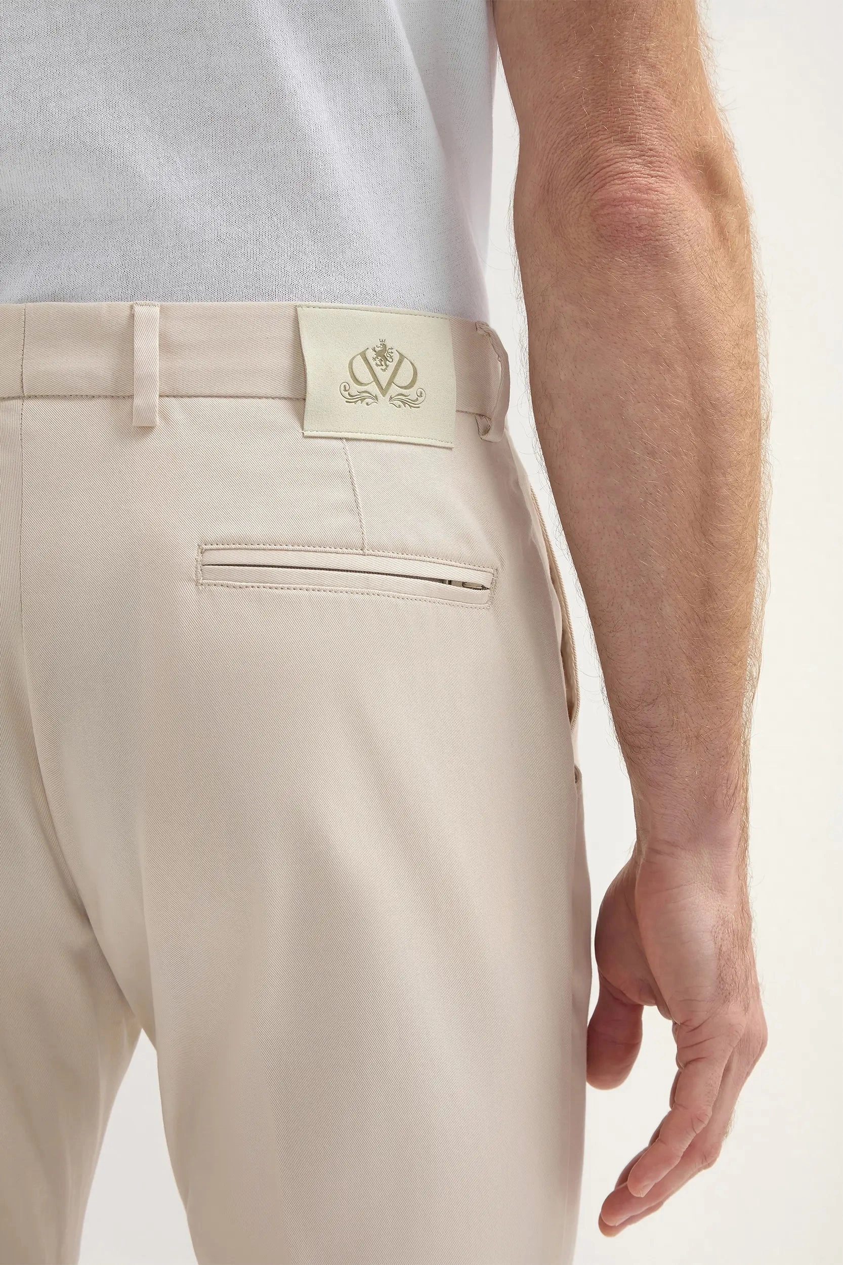 Beige cotton Garda trousers - Made in Italy Stain Resistant FlexibleMobility