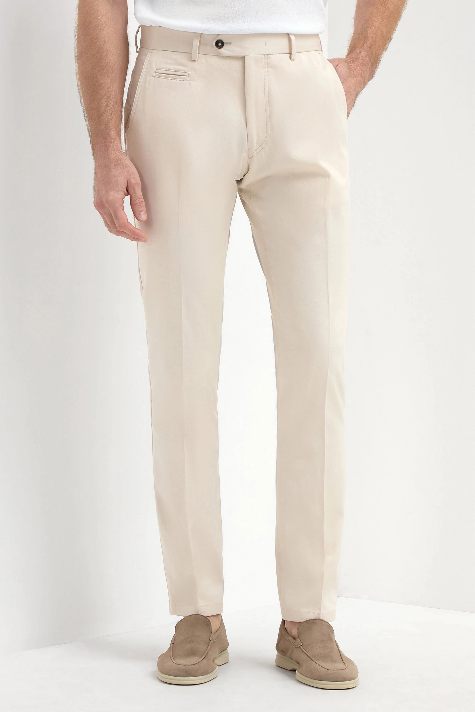 Beige cotton Garda trousers - Made in Italy Performance Layer