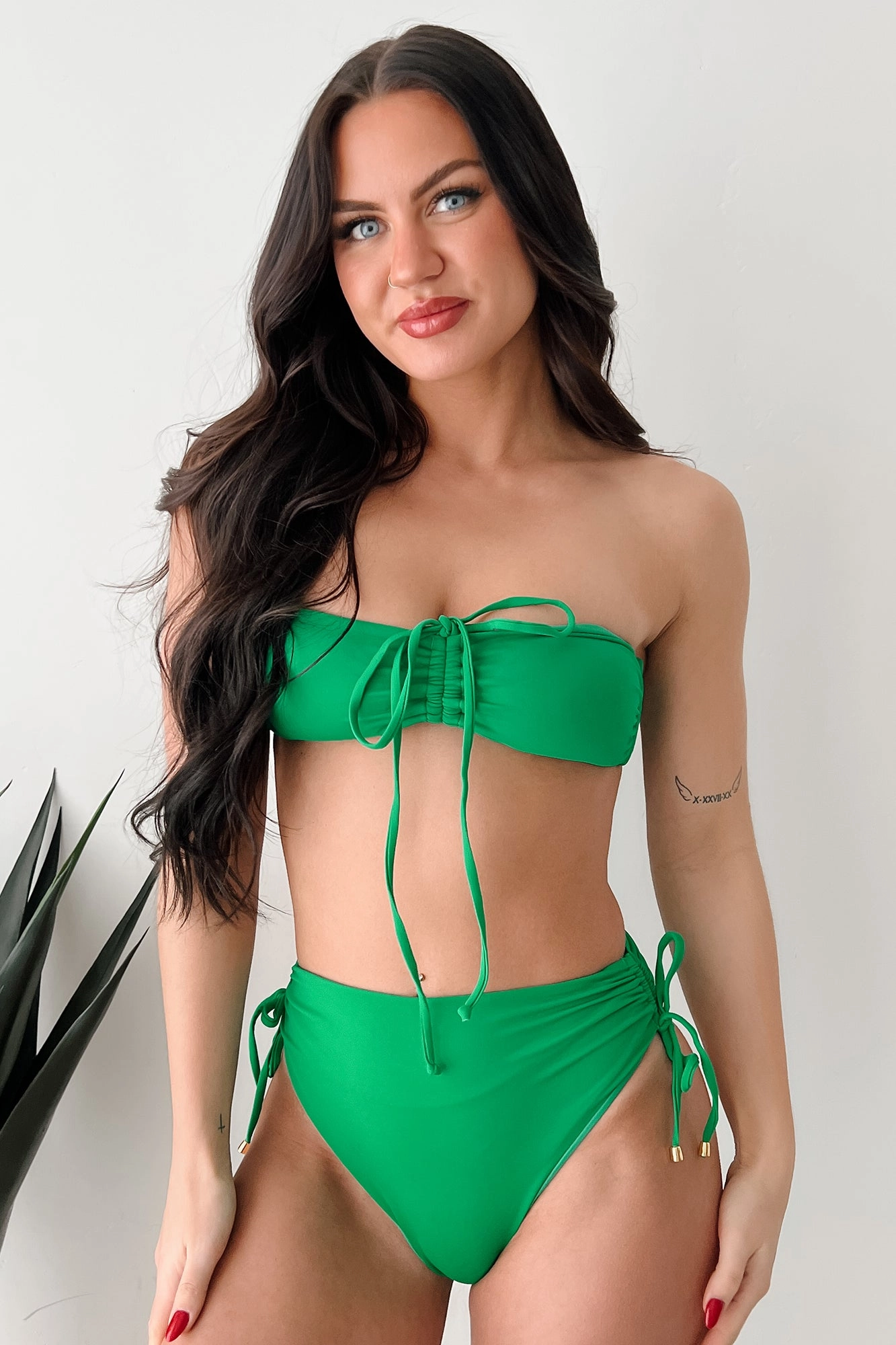 Splashing Around Bandeau Two Piece Bikini Set (Emerald Green) Thermal Regulating Lining