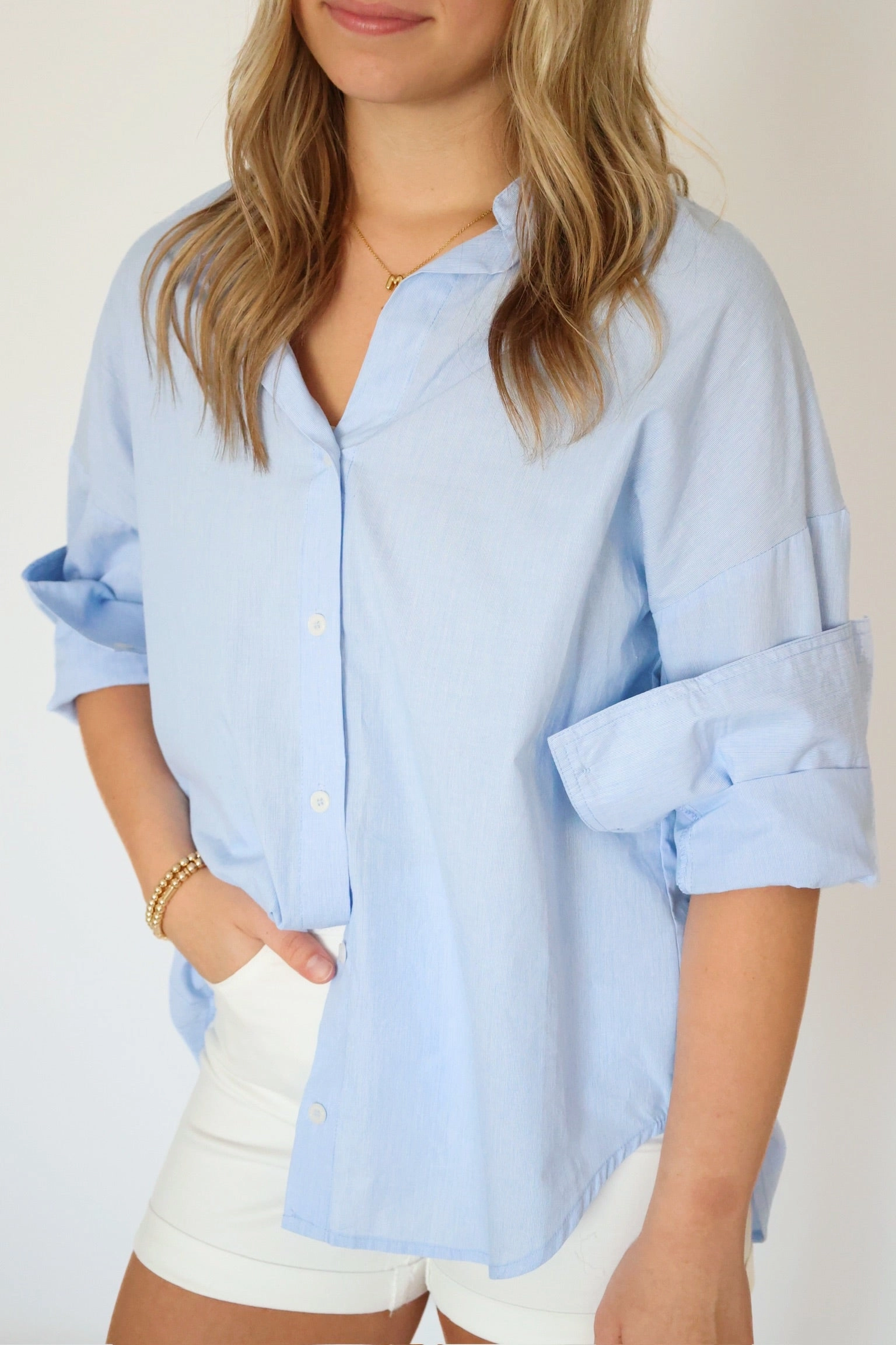 Boston Pinstripe Top UVProtection Compact Weave Fabric