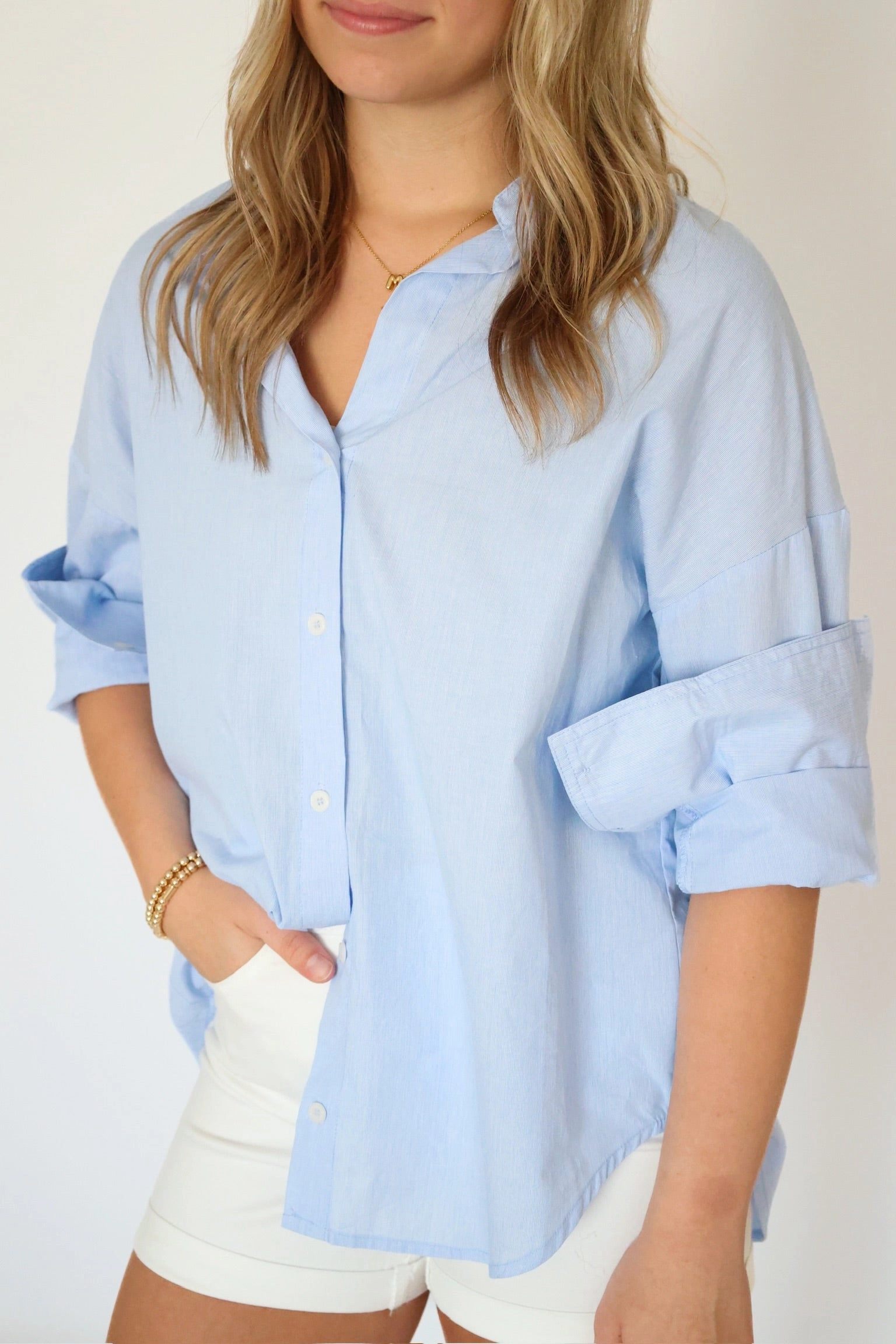 Boston Pinstripe Top LightweightLayeredFabric YarnDyed Stripes