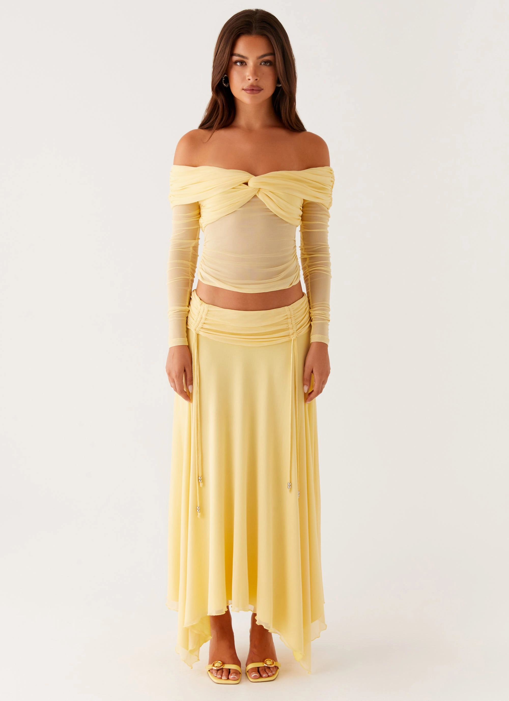 Amryn Long Sleeve Top - Yellow ElasticEdgeBinding Garment Washed