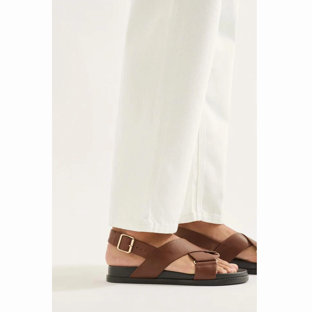 OUTLAND DENIM Elise Mid Straight Jean, Snow White Active Stretch Smart Casual