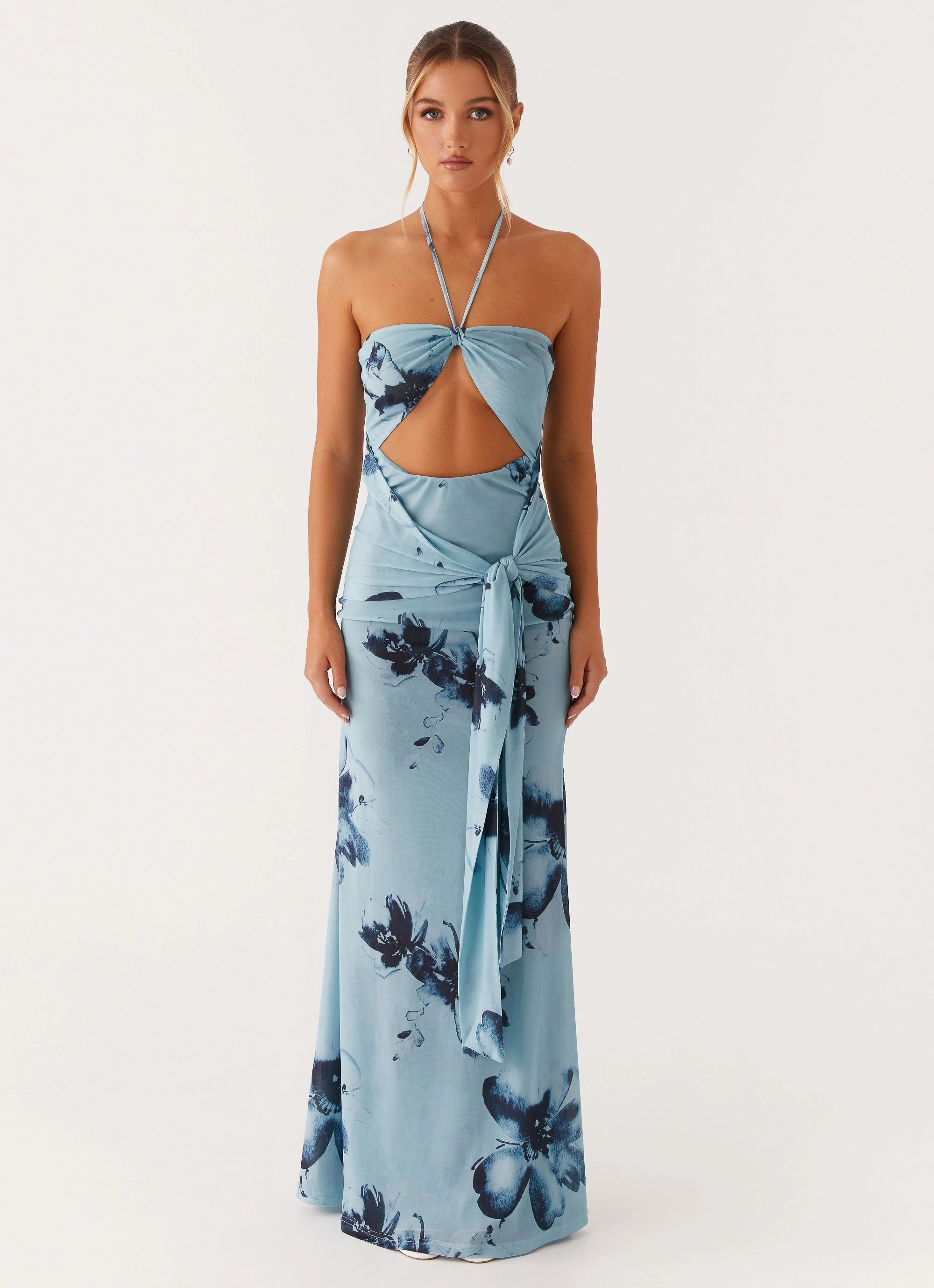 Antonia Maxi Dress - Black Blue Floral Coastal Soft Chic Comfort
