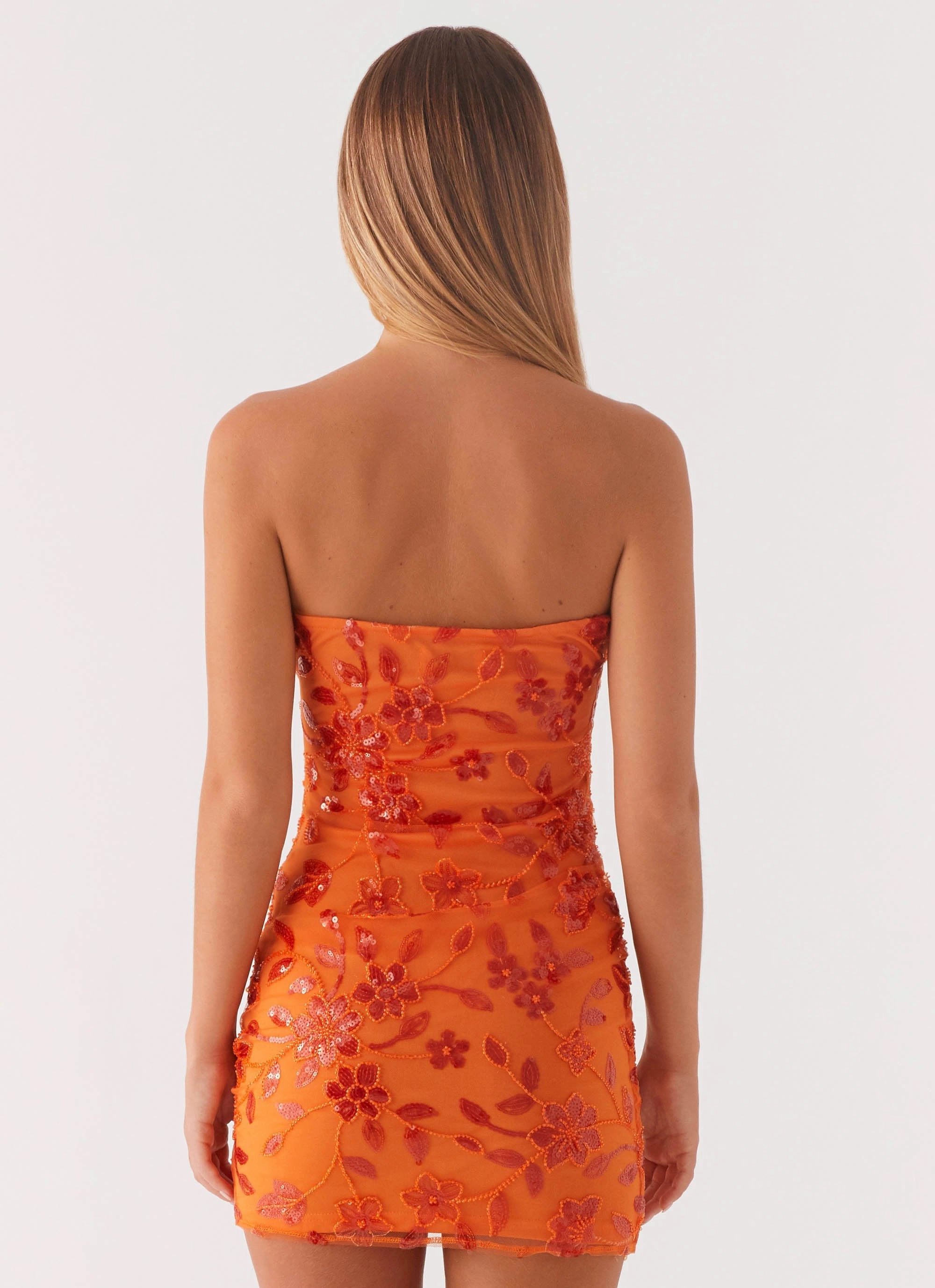 Vibe Choice Moorey Beaded Mini Dress - Orange