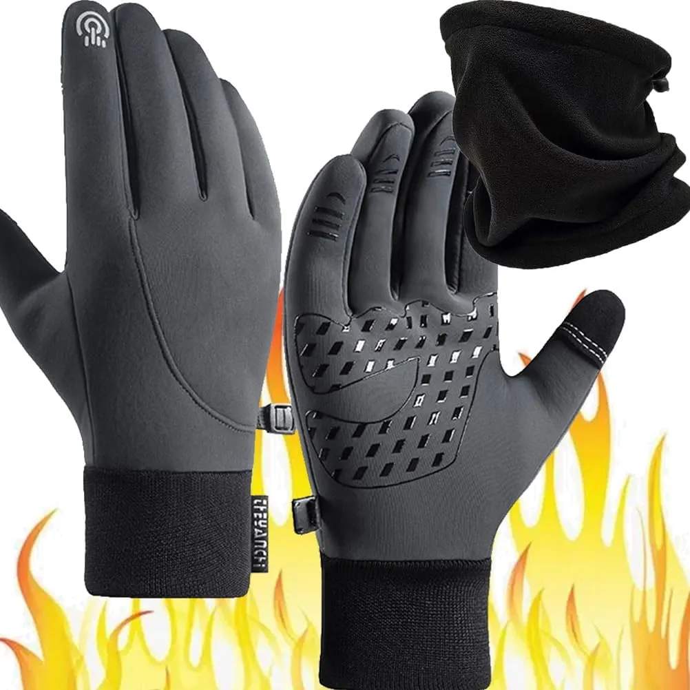 Arcticz Gloves,Arcticz Premium Thermo Gloves,Arcticz Thermal Waterproof Gloves Touchscreen Fingers Water Resistant (Gray,Large)
