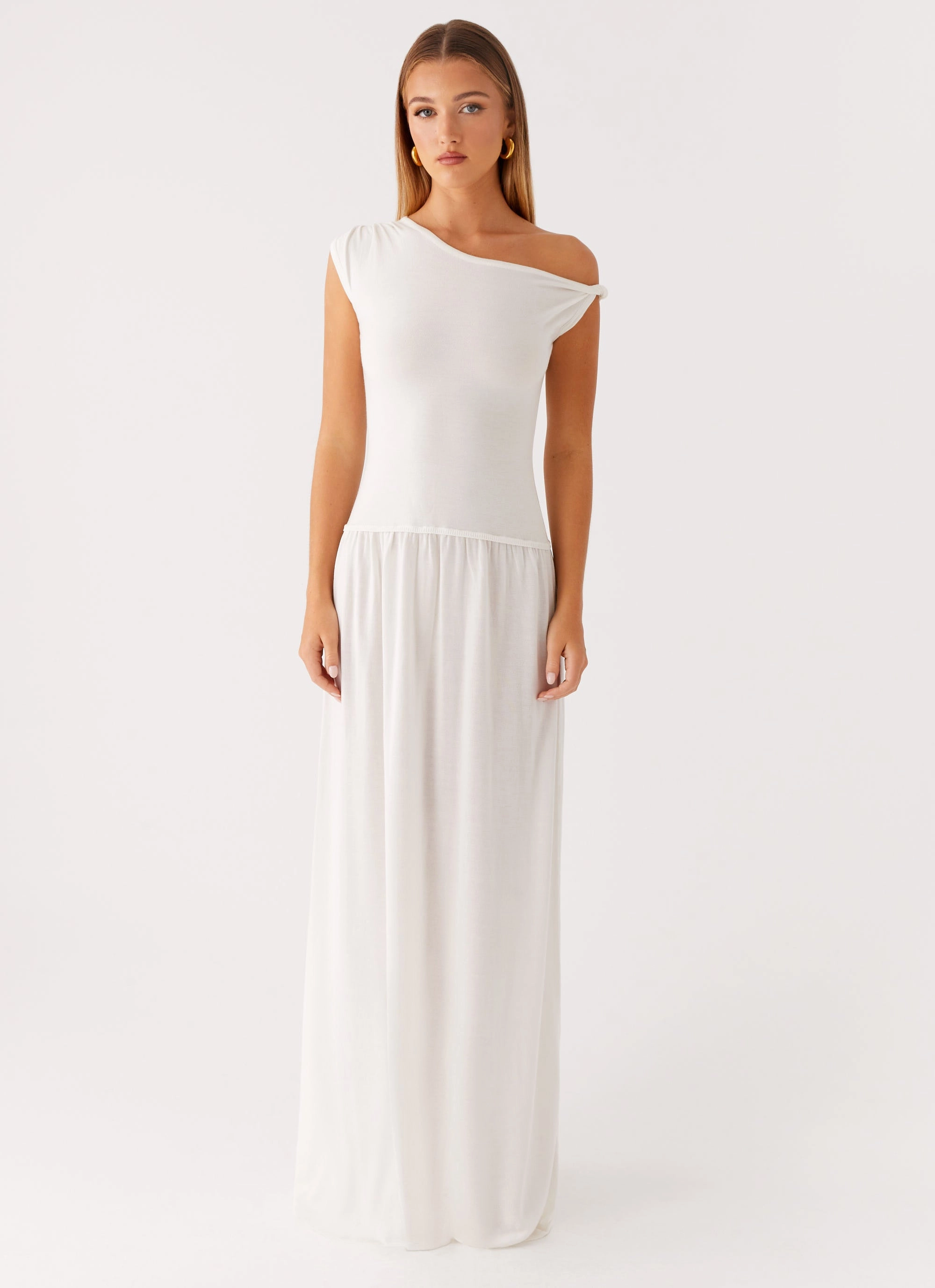 Celebration Wear Warm Pink Ardella One Shoulder Maxi Dress - Ivory
