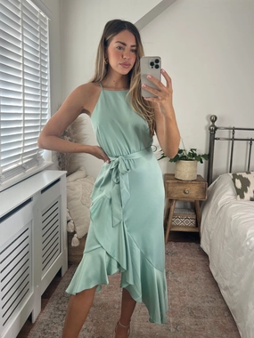 Ariana Halter Frill Dress / Sage Everyday Movement