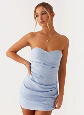 Perfectly Styled Arlene Bustier Mini Dress - Blue