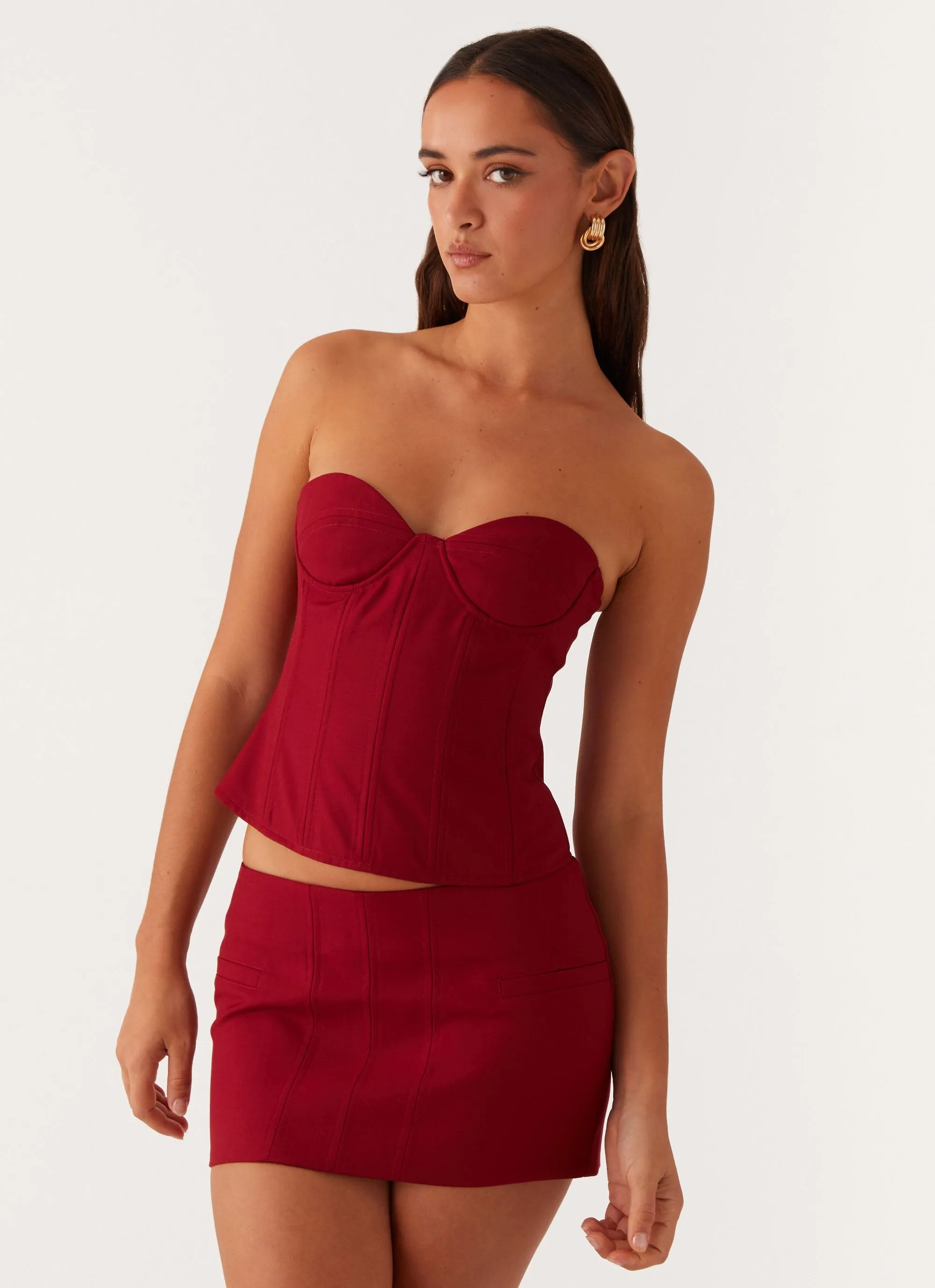 Coordinated Set Armelle Micro Mini Skirt - Maroon