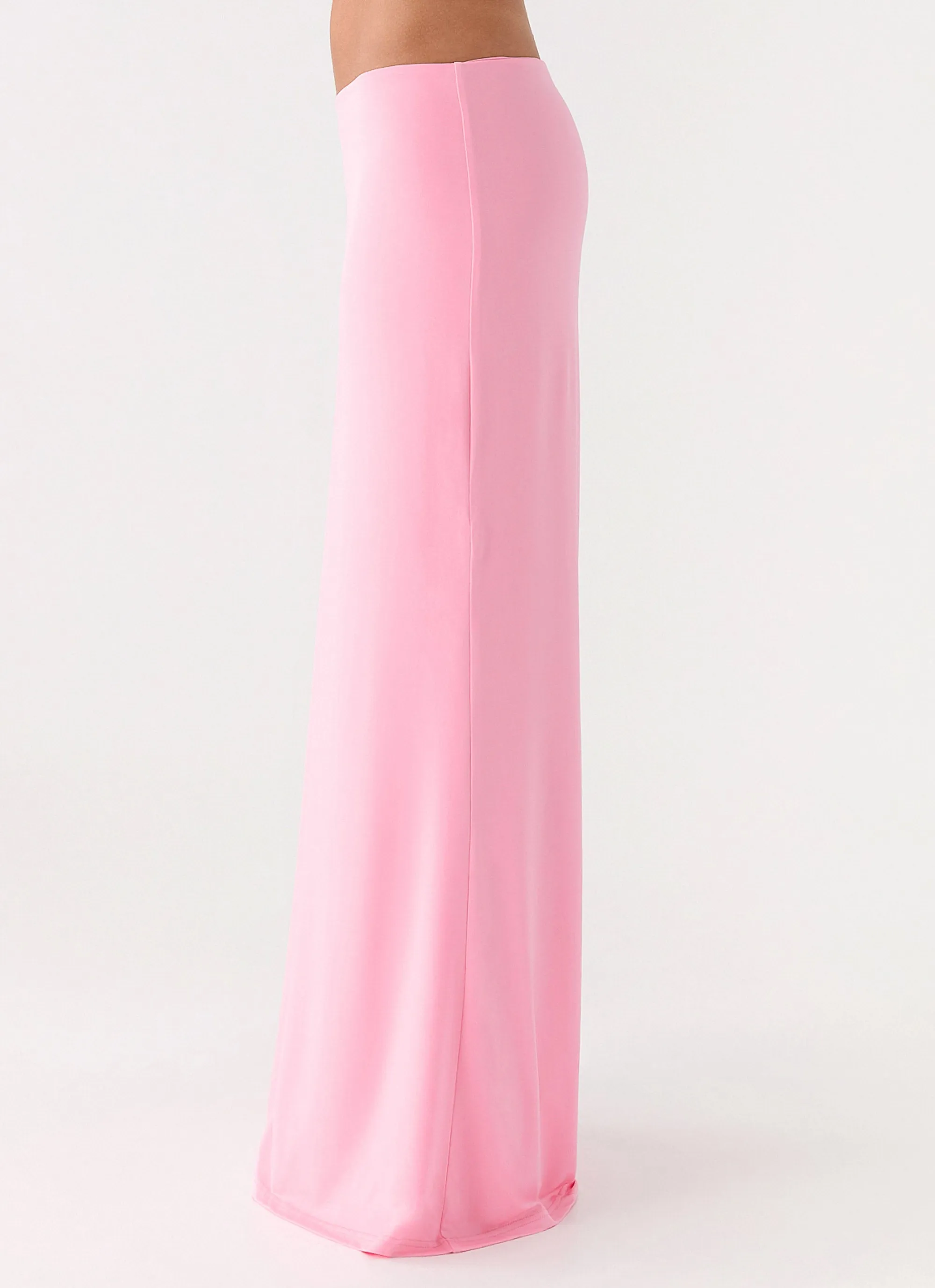 Laser Cut Edges Detail Focus Ashi Maxi Skirt - Pink