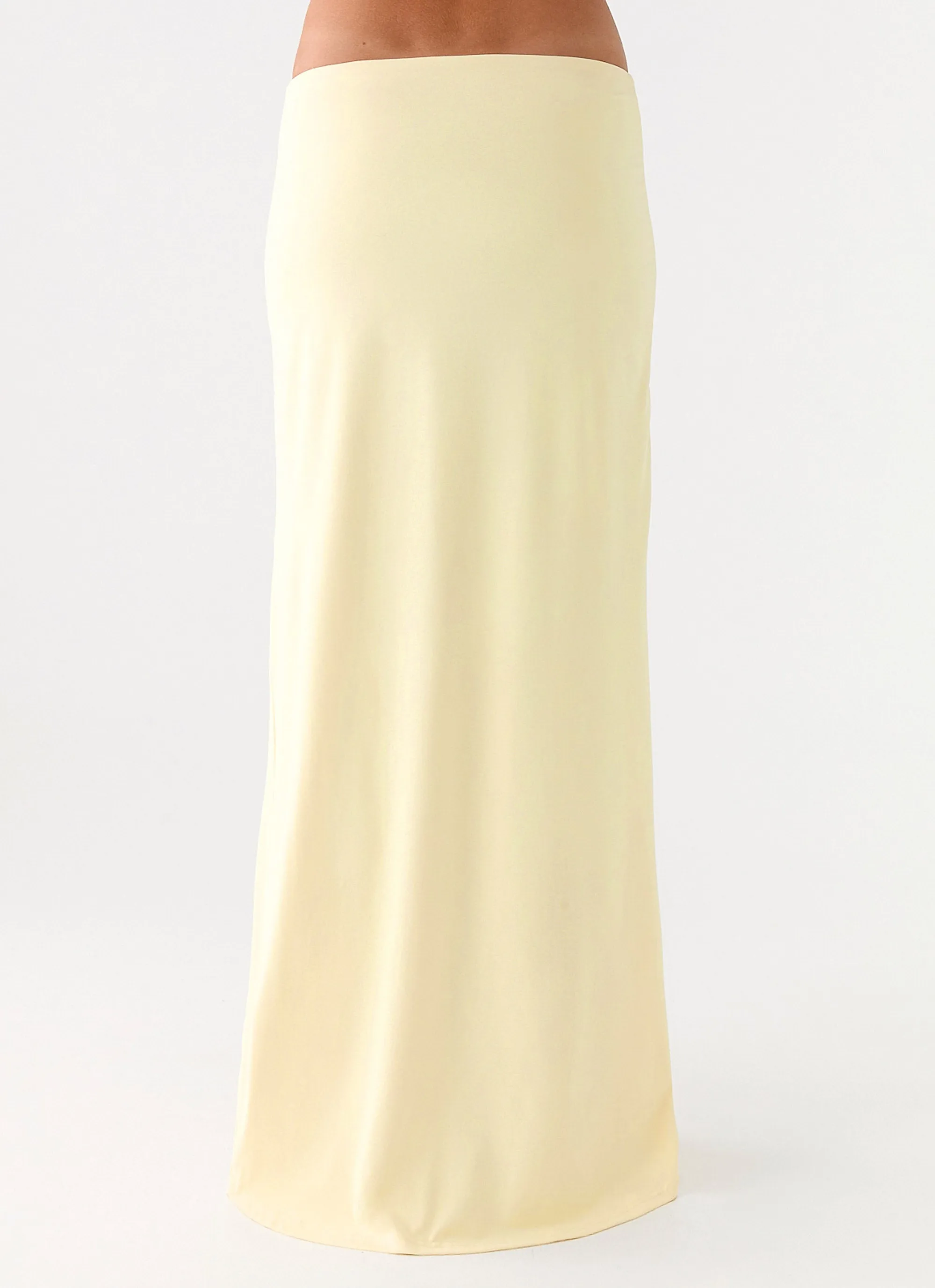 Scalloped Edge Neat Style Ashi Maxi Skirt - Yellow