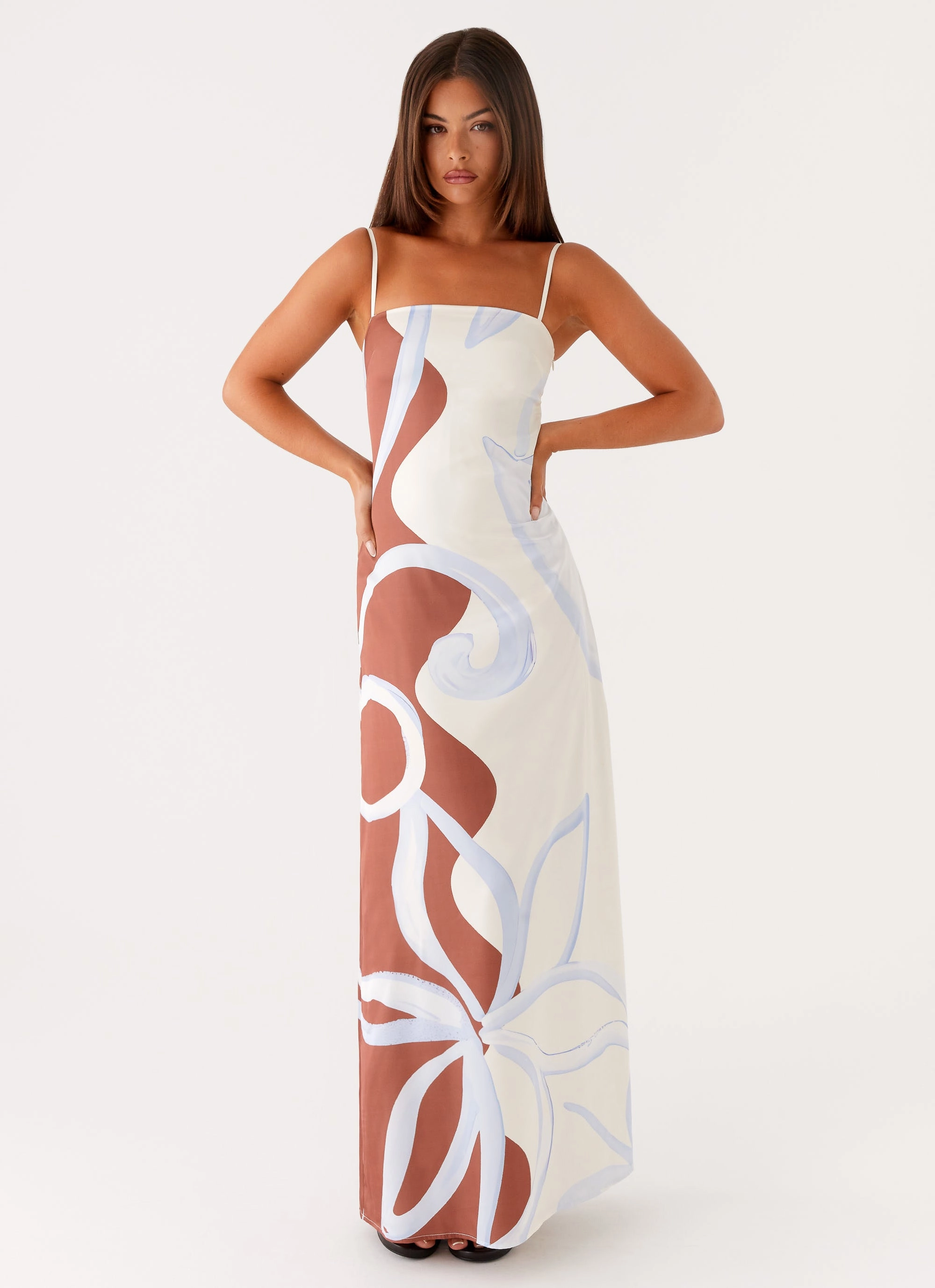 Aster Bloom Maxi Dress - Bloom Wave Print Sharp Finish