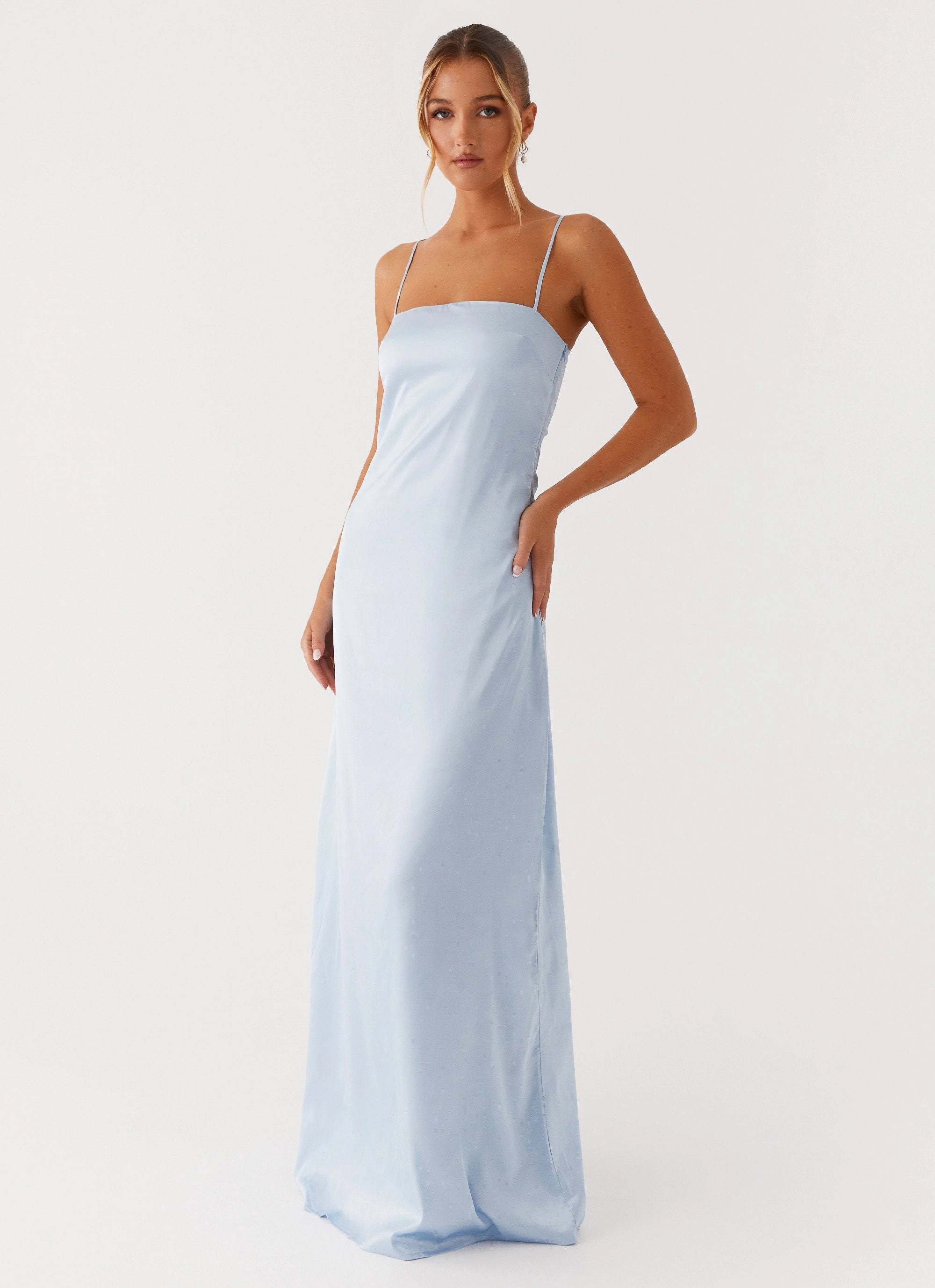 Care-Instructions-Included Sleek Movement Aster Bloom Maxi Dress - Blue