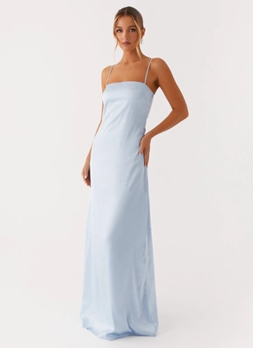 Care-Instructions-Included Sleek Movement Aster Bloom Maxi Dress - Blue