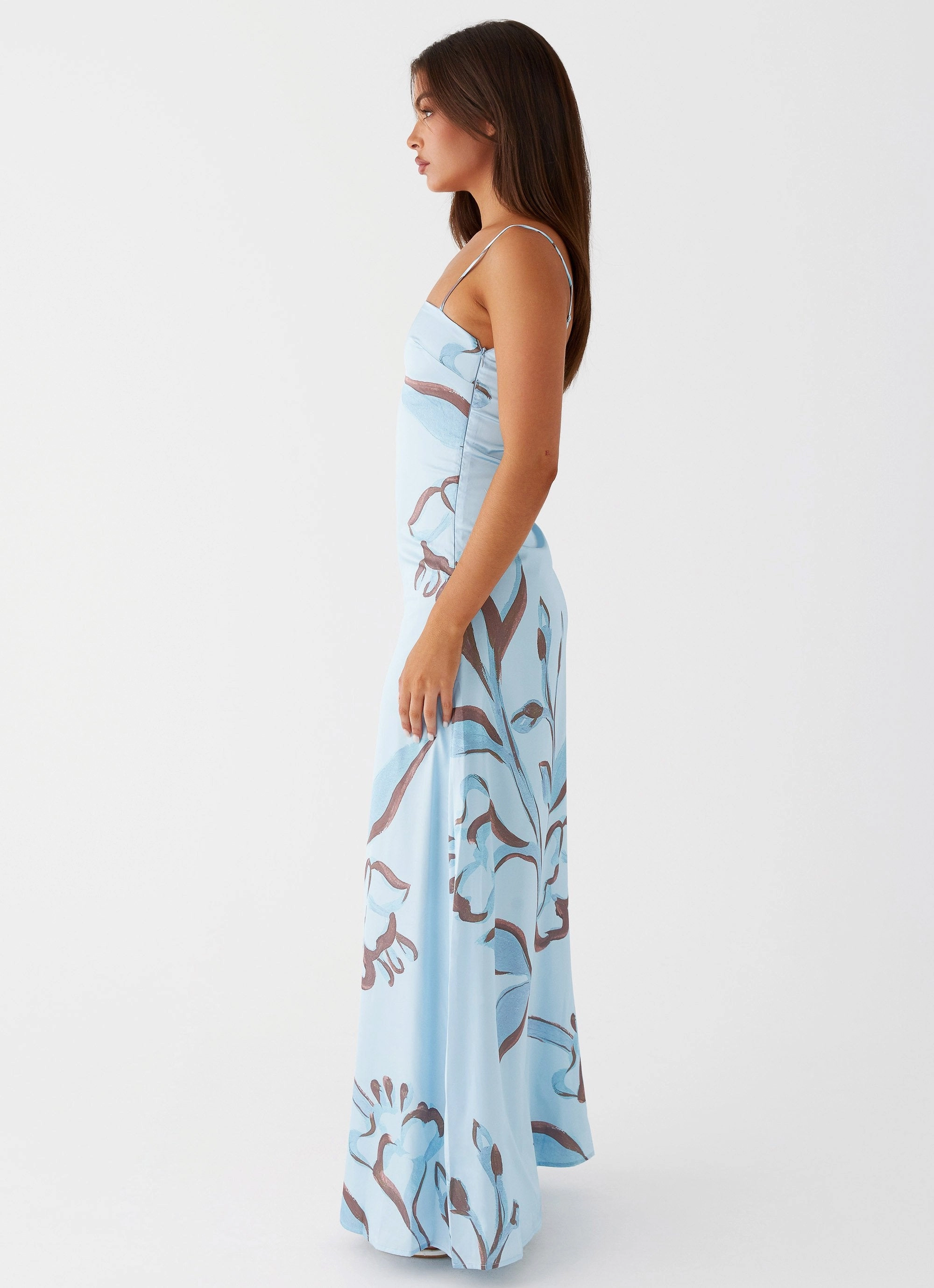 Aster Bloom Maxi Dress - Blue Floral Smart Design Layered Movement