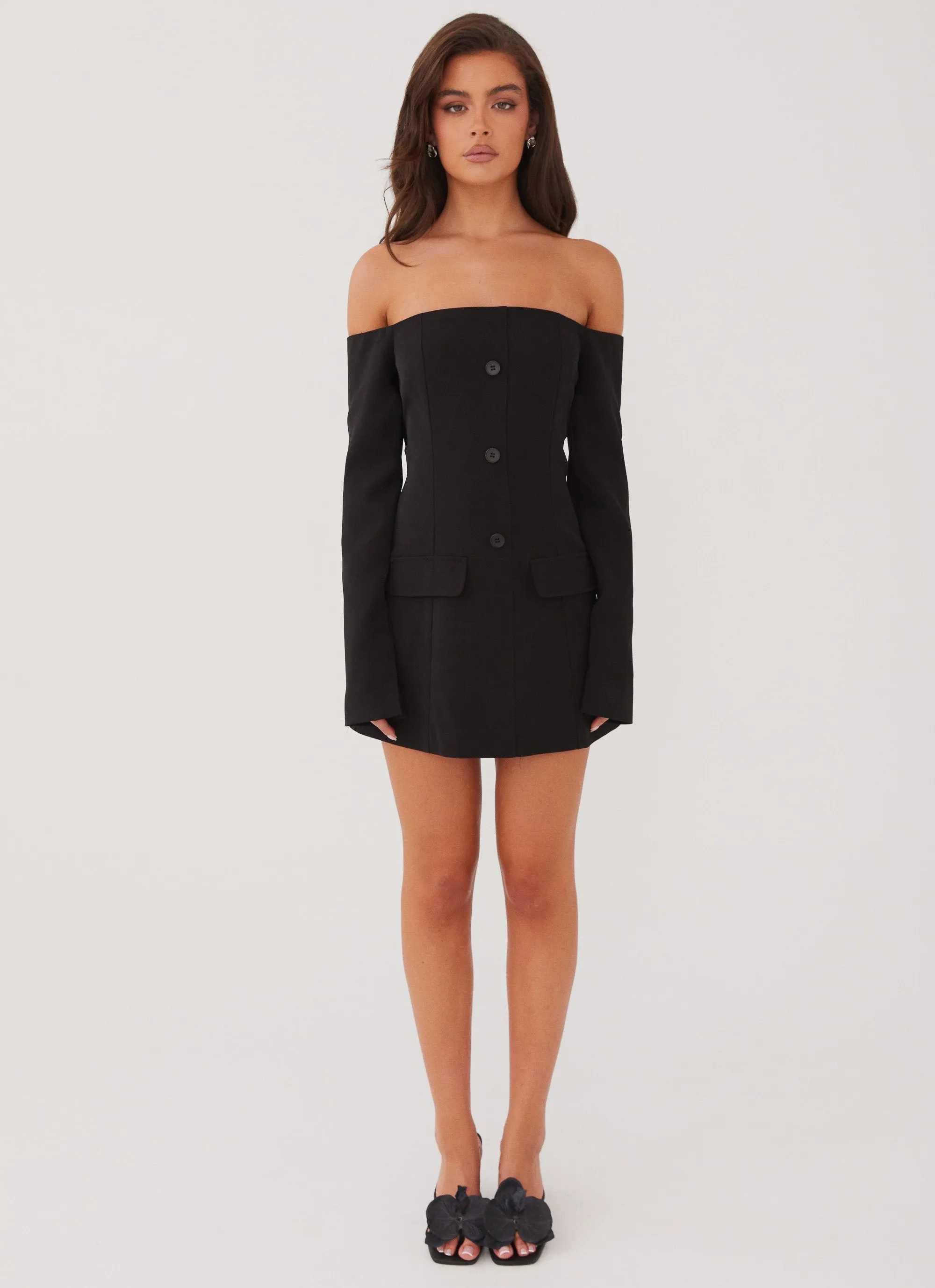 Dry-Clean-Only Premium Fabric Dominique Blazer Mini Dress - Black