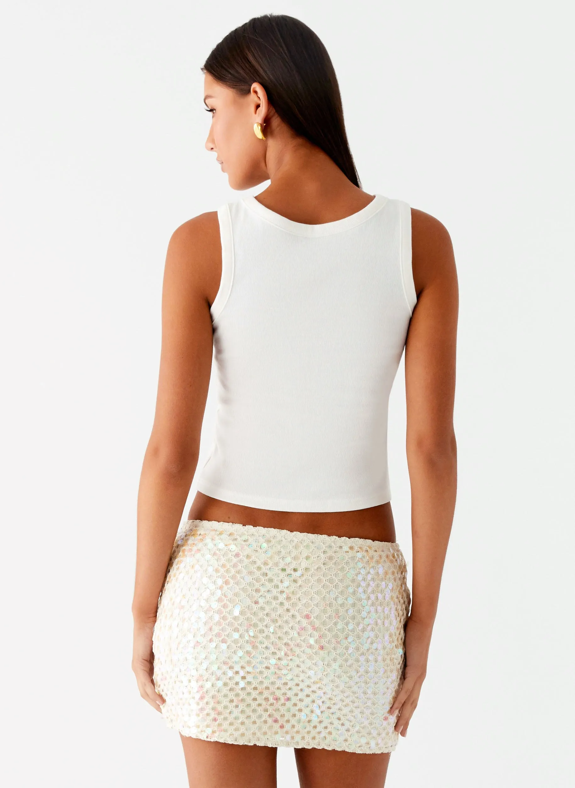 Non Slip Waist Convertible Style Kalita Mini Skirt - Ivory