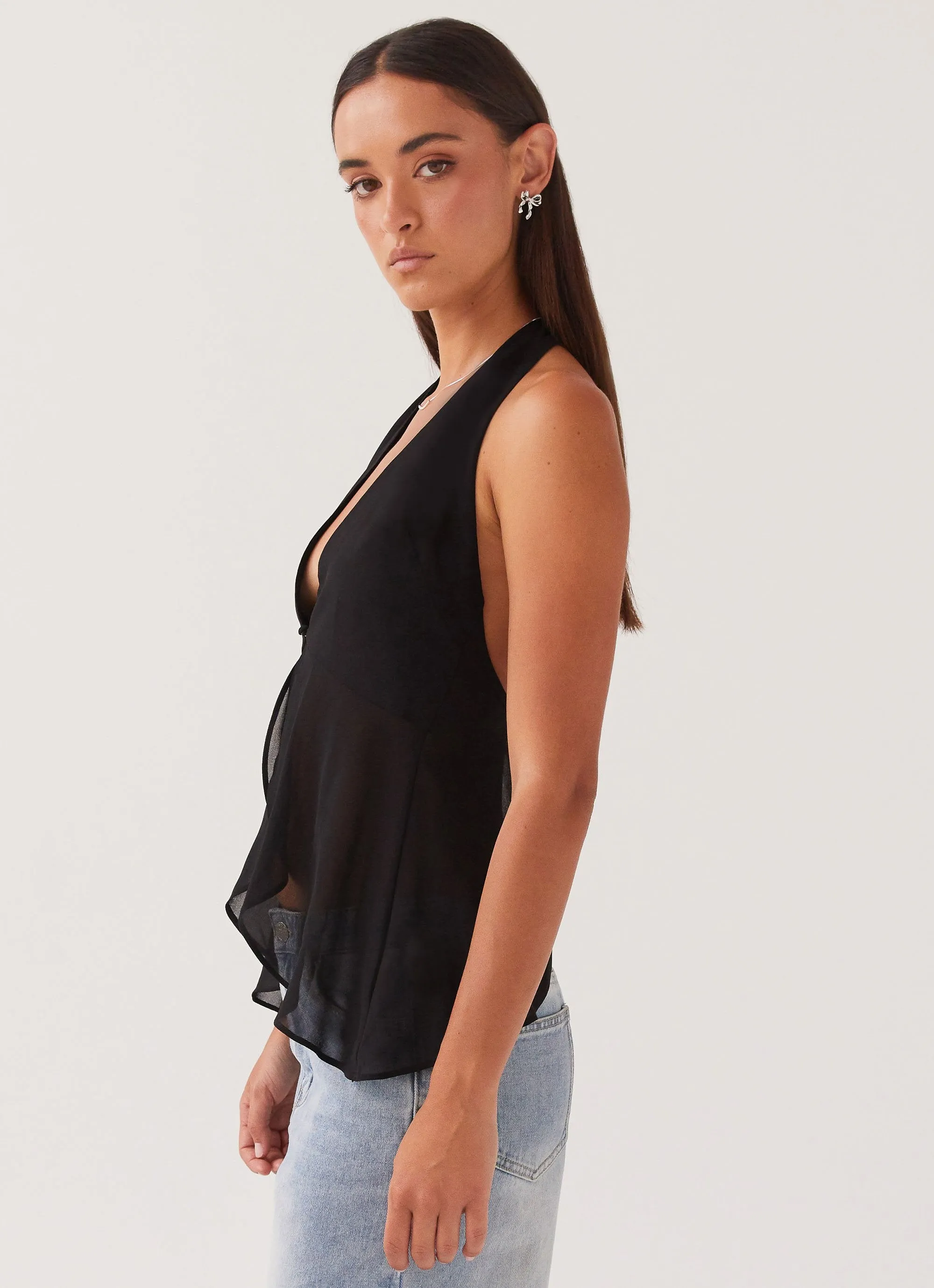 TemperatureRegulating Material At Last Halterneck Top - Black