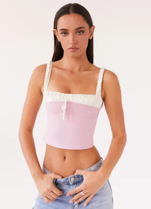 Ryder Bustier Top - Pink DoubleStitched Construction Hidden Zipper Closure