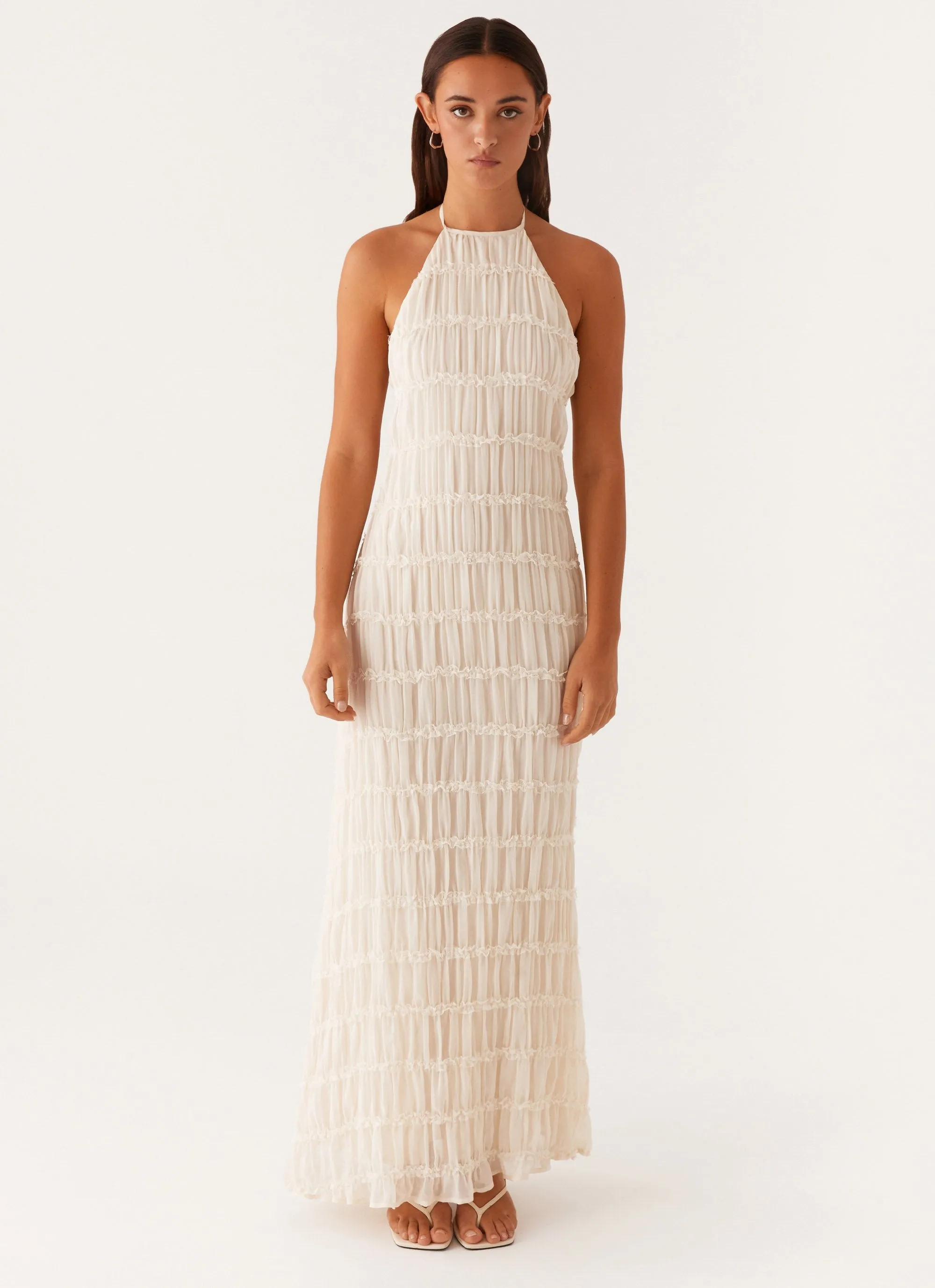 fade resistant color Anniversary Special Aullie Maxi Dress - Ivory