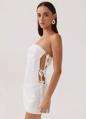 Aura Tie Tube Dress - White Light Fabrication EcoFriendlyDye