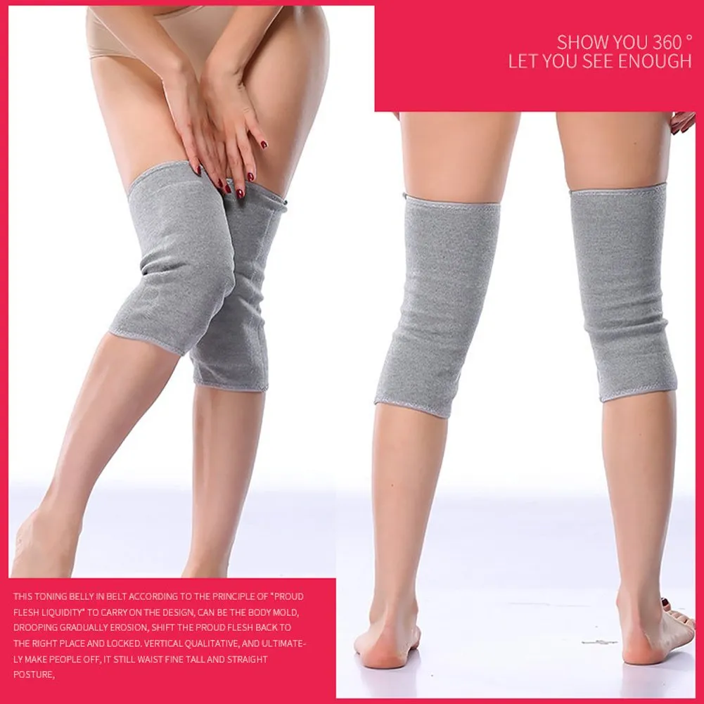 Ausom Womens Mens Thicken Cashmere Wool Winter Warm Thermal Knee Warmers Leg Sleeve Knee Brace Support Pads Yoga Outdoor Gray Medium