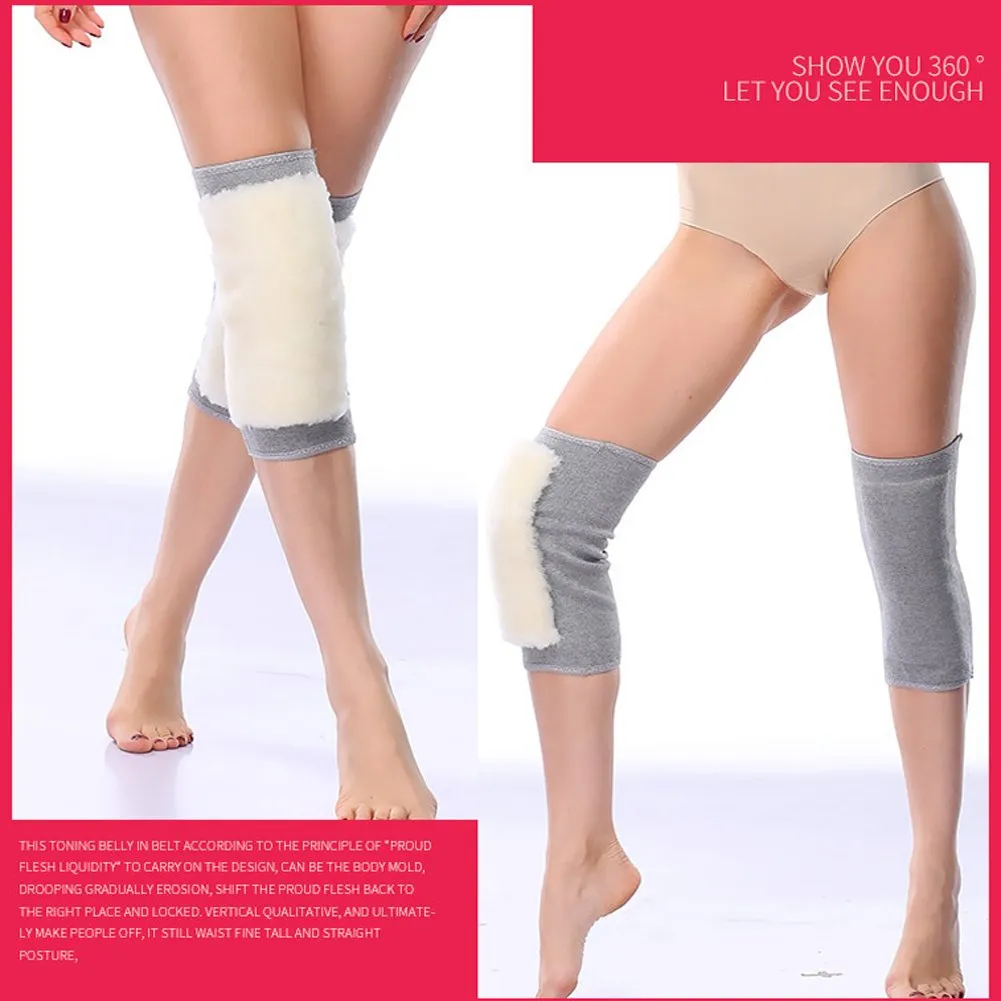 Ausom Womens Mens Thicken Cashmere Wool Winter Warm Thermal Knee Warmers Leg Sleeve Knee Brace Support Pads Yoga Outdoor Gray Medium