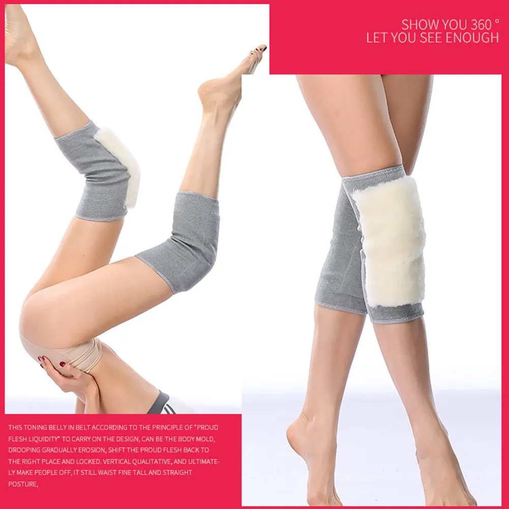 Ausom Womens Mens Thicken Cashmere Wool Winter Warm Thermal Knee Warmers Leg Sleeve Knee Brace Support Pads Yoga Outdoor Gray Medium