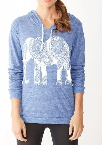 Autumn Сasual Women's Hooded Sweatshirt With A Picture The Elephant
