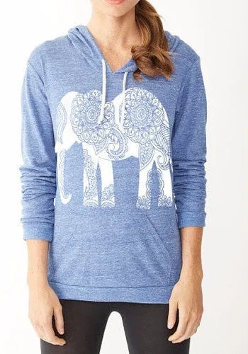Autumn Сasual Women's Hooded Sweatshirt With A Picture The Elephant
