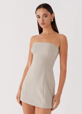 Sleek Feel Ayanna Strapless Mini Dress - Beige