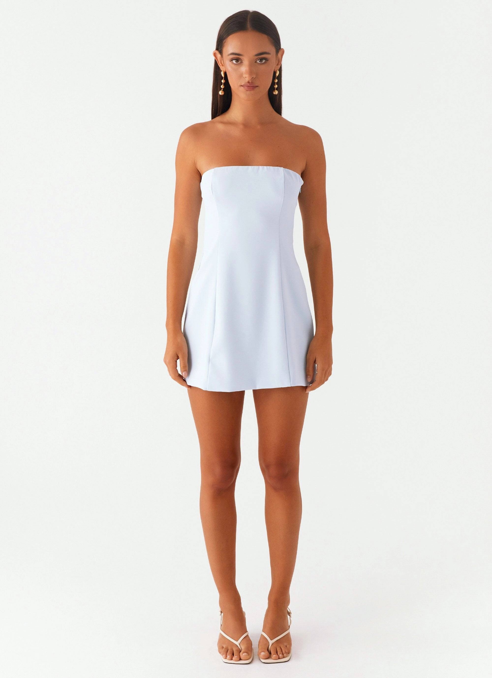 Ayanna Strapless Mini Dress - Blue Contrast-Piping