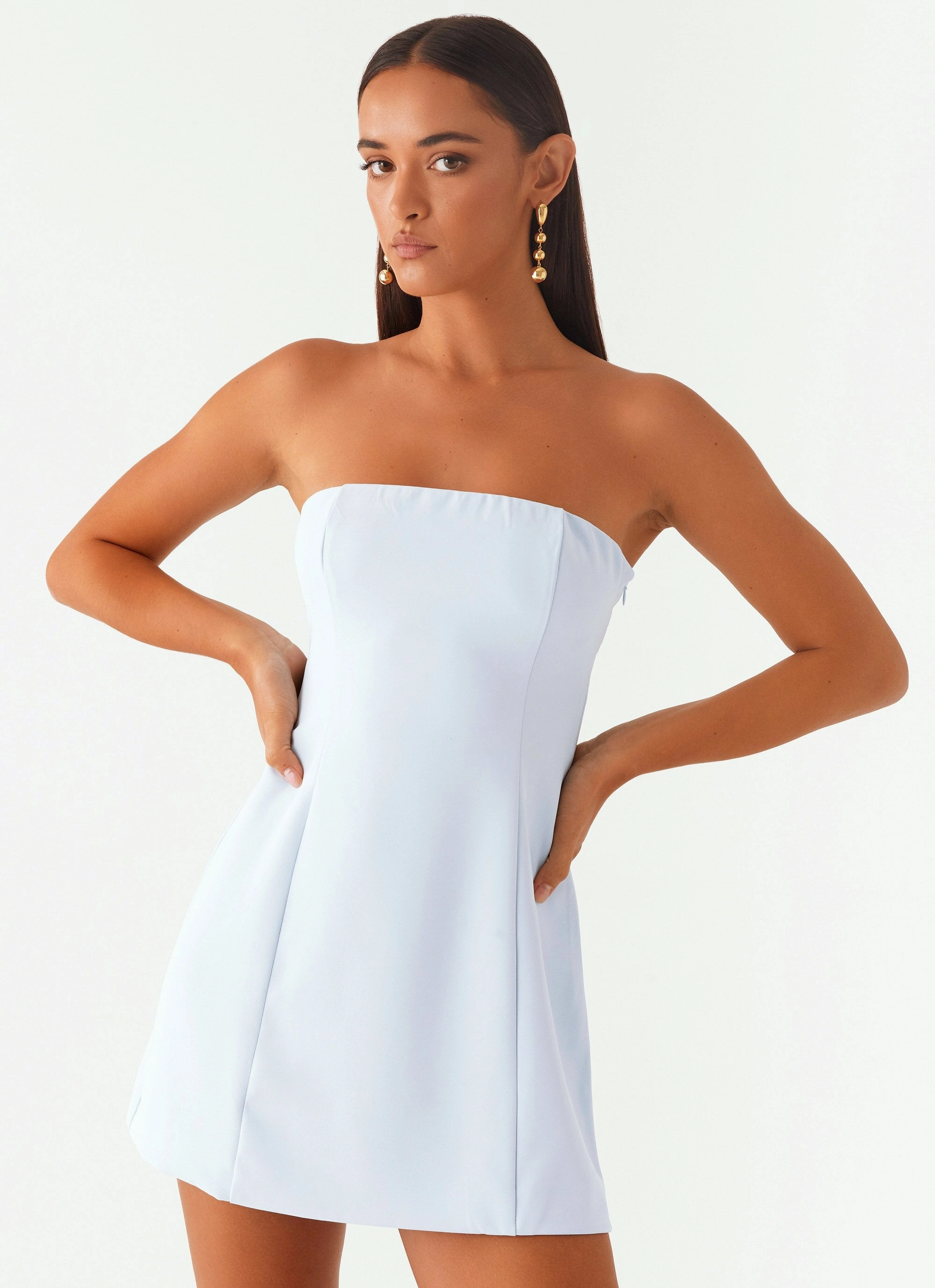 Mature Glam Ayanna Strapless Mini Dress - Blue