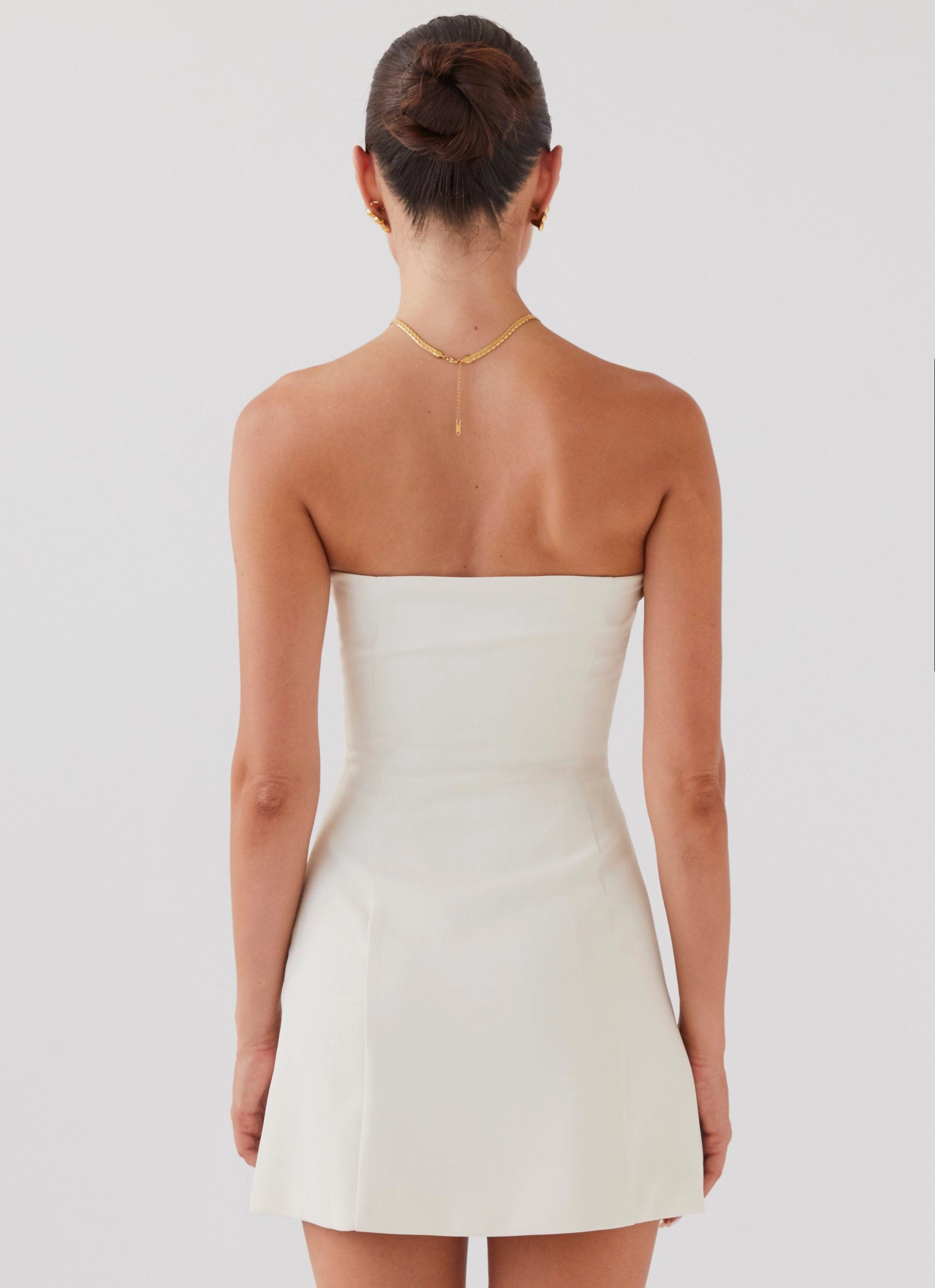 Ayanna Strapless Mini Dress - Ivory Layered-Look