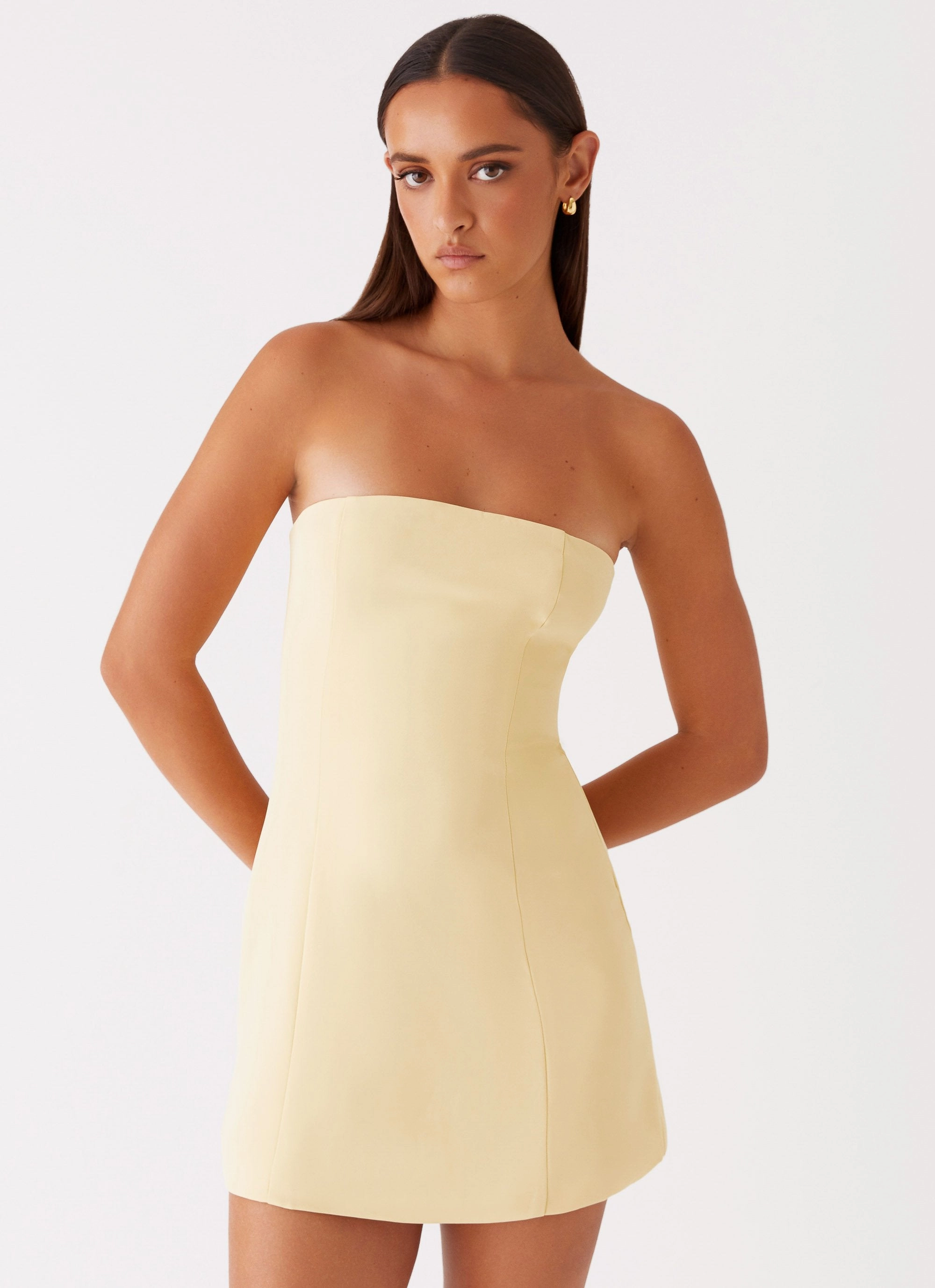 Ayanna Strapless Mini Dress - Yellow Body Confidence knee-length