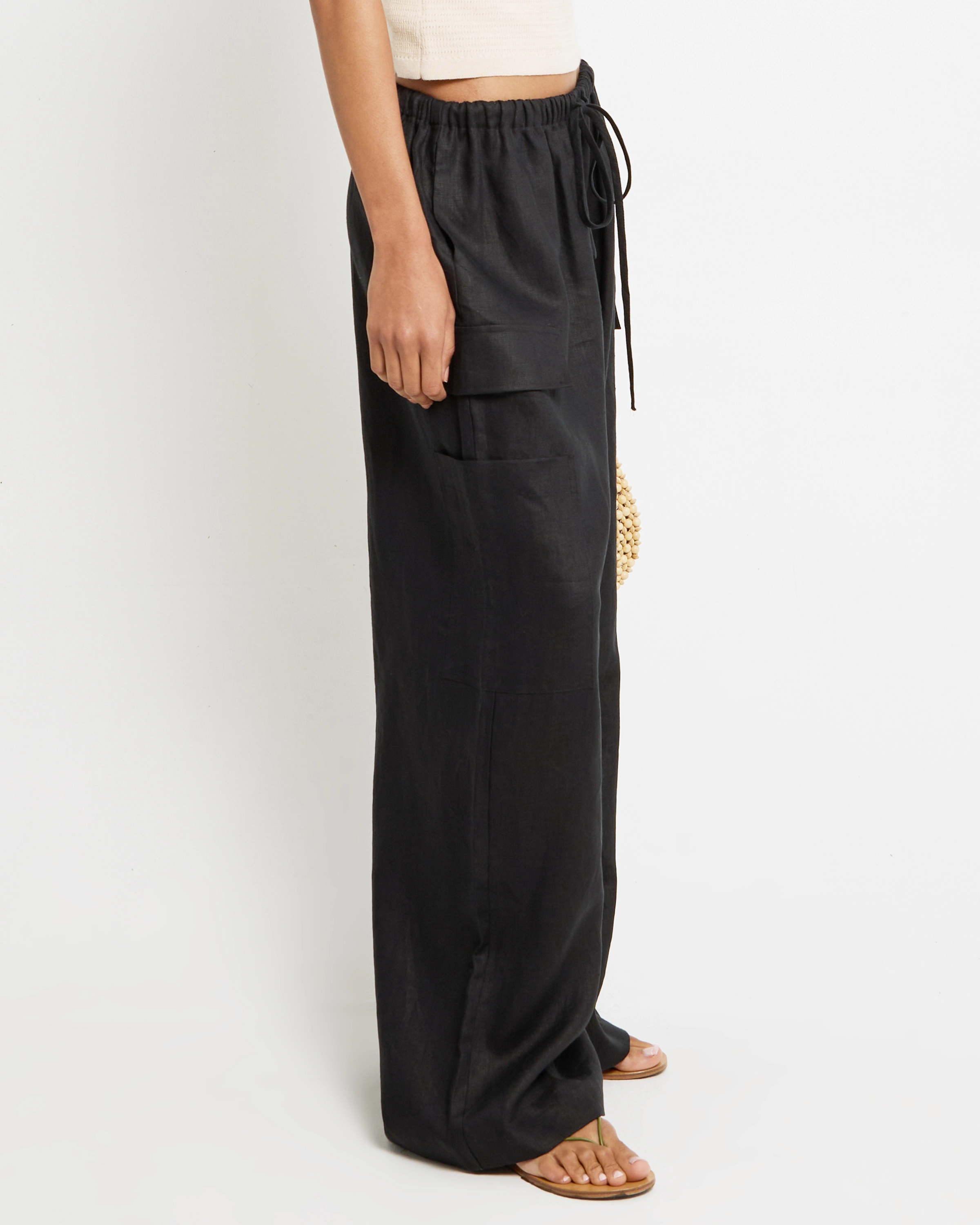 Ayden Linen Pant Utility Pockets Easy Stretch